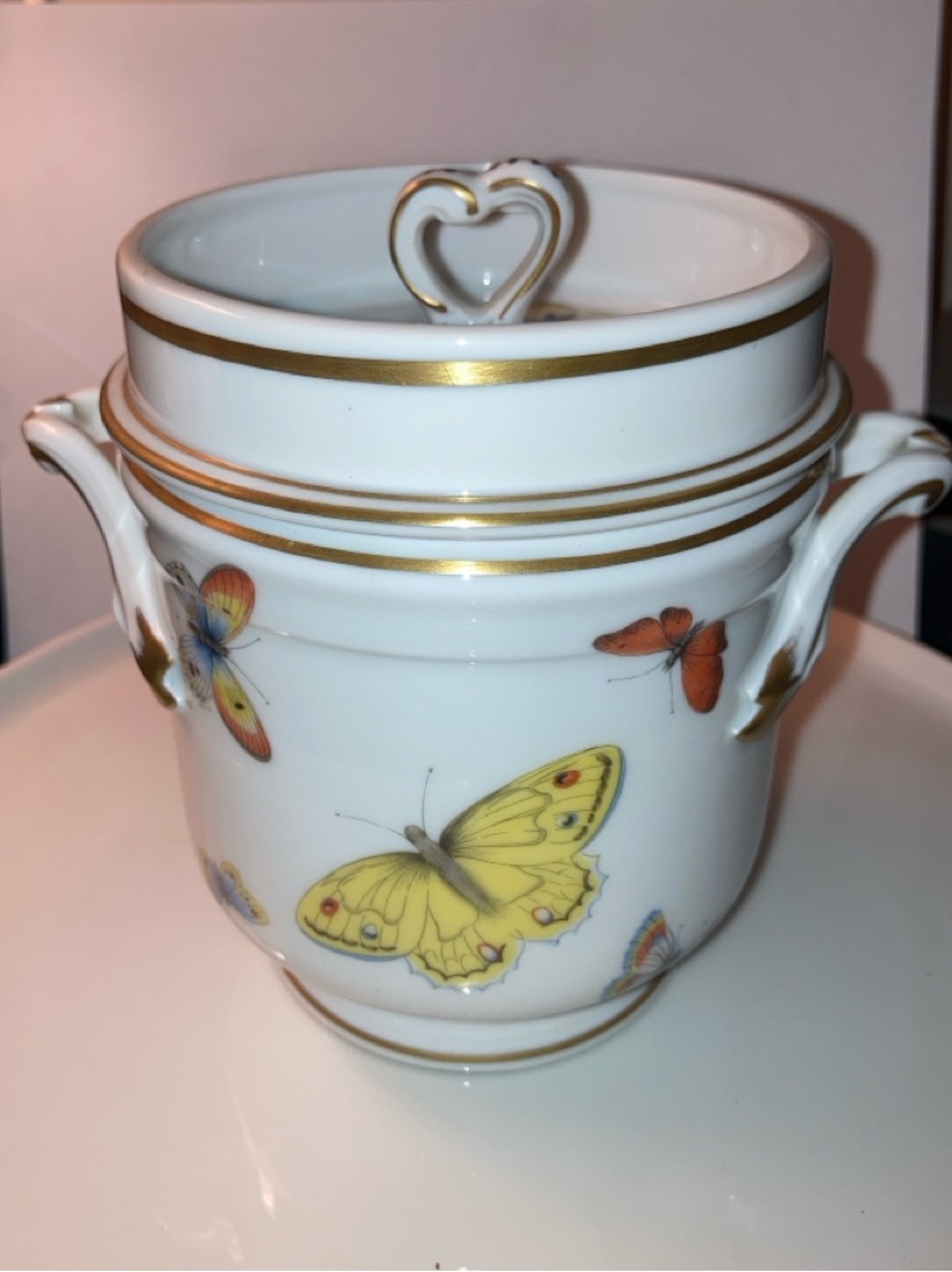 Limoges France Butterfly Fruit Chiller bowl/jar